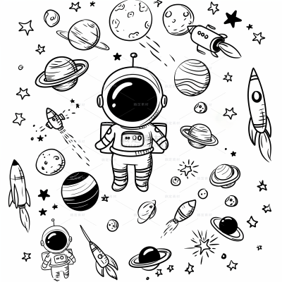 宇宙系列简约星球元素图标