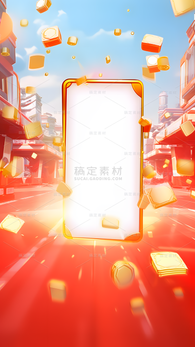 618双十一双11双十二双12电商活动促销感3D中国风中式红色街景场景背景