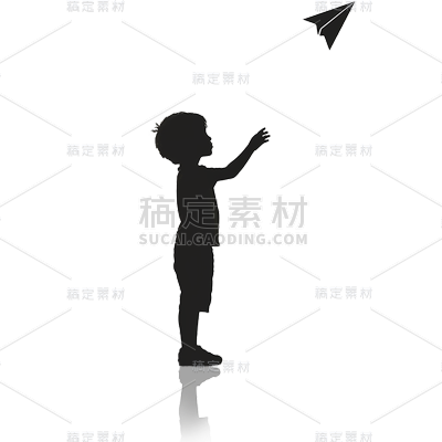 儿童节通用黑色儿童人物剪影元素