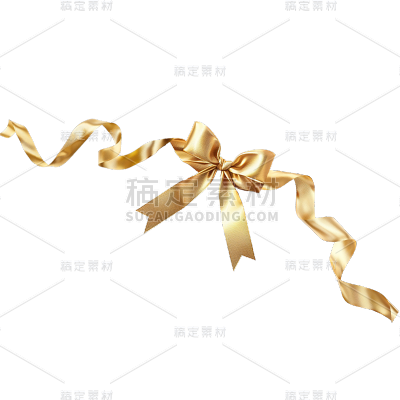 装饰系列粉色金色实景-长丝带蝴蝶结通用元素素材