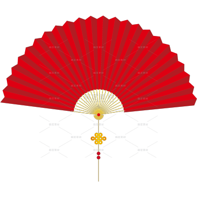 装饰系列卡通红色折扇贴纸（td）