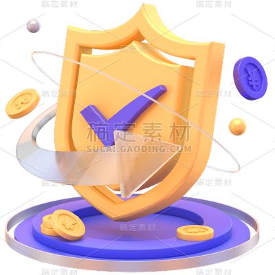 金融理财保险3D立体C4D金币组合元素