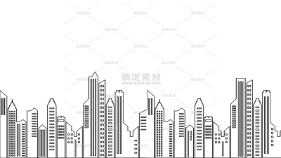 常规插画线条城市组合元素素材