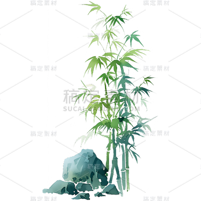 植物通用中国风插画竹子元素素材