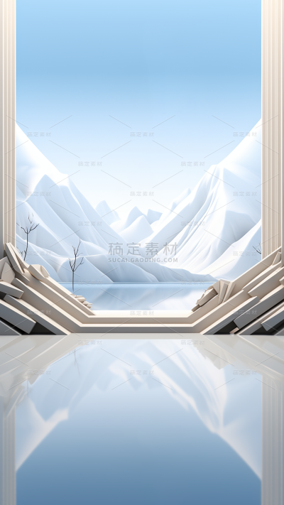 小雪节气冬季冬天通用实景雪山冰川雪地天空风景展台场景背景
