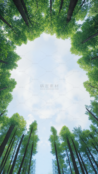 植树节写实仰视树林负空间背景