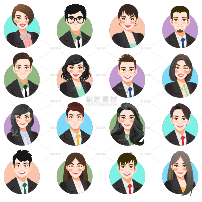 常规内容-图标系列矢量办公职场人物头像互联网商务图标组合