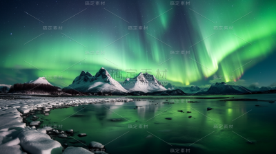 极光夜空星空山川山峰风景景观壁纸