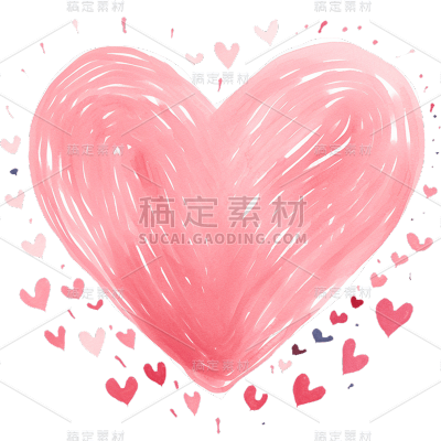 手绘风格粉红爱心静态贴纸