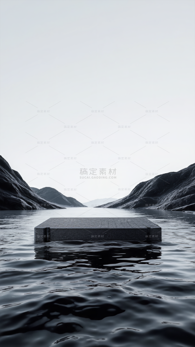 背景系列实景感水面远山展台