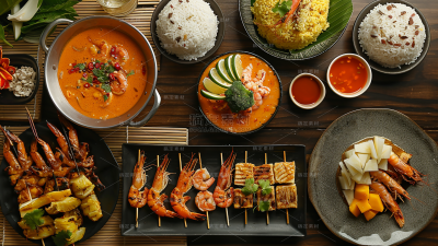 写实满桌美食横板图片