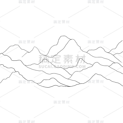 常规通用山脉线描元素贴纸