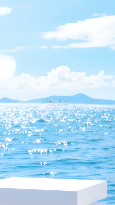 风光系列写实水面蓝天白云展台
