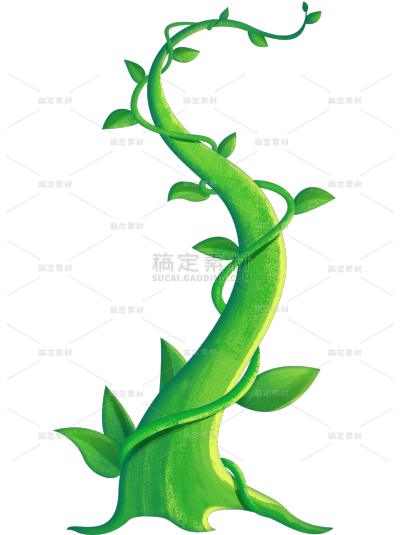 植物系列插画风弯曲粗壮树藤