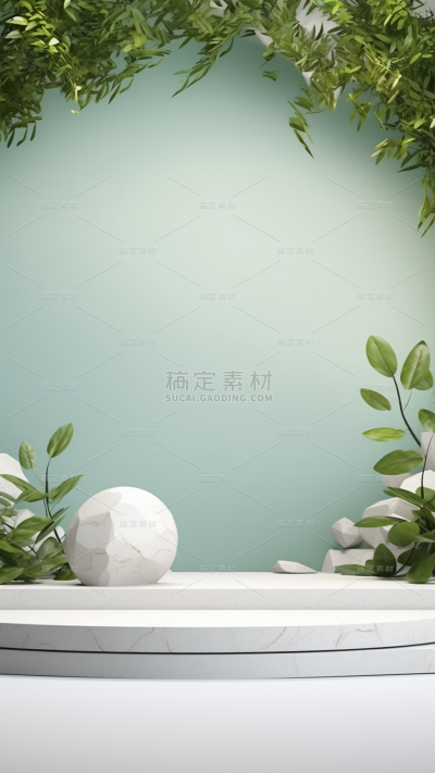 通用电商简约风绿植植物静态场景背景