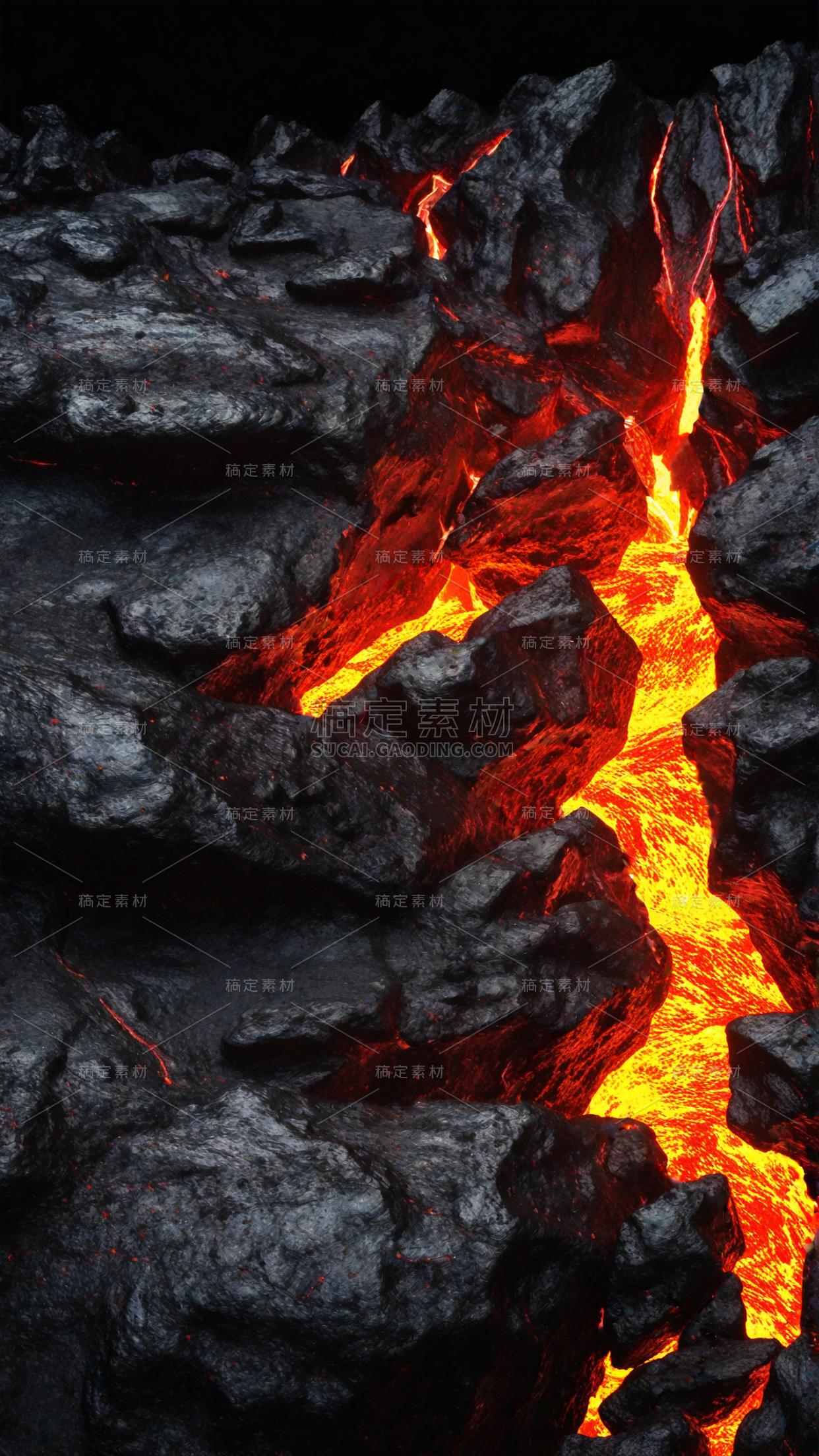 风光系列实景合成-火山岩浆肌理通用背景素材