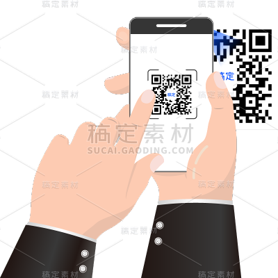 常规扁平扫描二维码手部元素素材