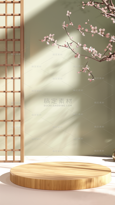 中国风通用新中式展台实景光影展示背景图片素材