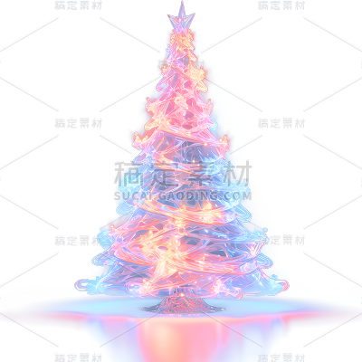 圣诞节平安夜梦幻感3D立体圣诞树元素素材