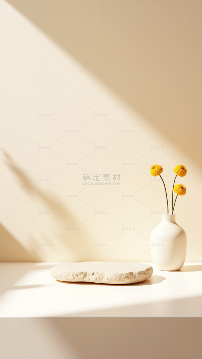 背景系列简约感光影瓶子岩石展台