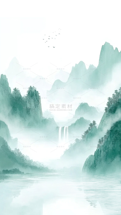 背景系列水墨渐变山水树木背景