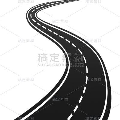 常规系列黑白卡通曲折透视马路通用元素素材