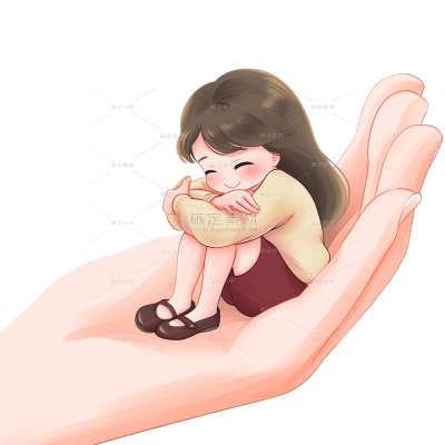 医疗系列插画手绘风手捧关爱女性