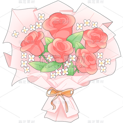植物通用清新插画包装鲜花花束元素素材