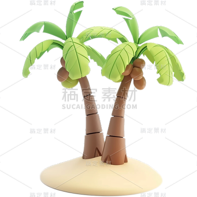 夏天通用软3D椰子树元素素材