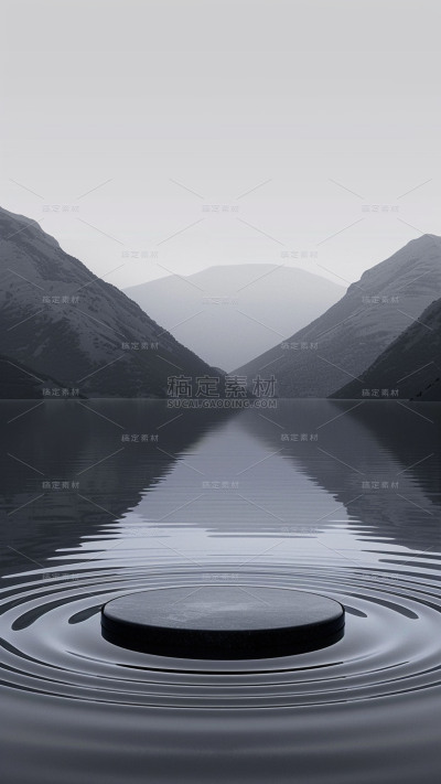 背景通用黑色山水展台背景图片素材