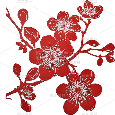 扁平红色梅花花朵