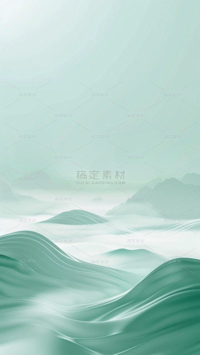 通用绿色立体山脉场景背景素材