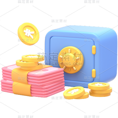 金融理财保险3D立体C4D软3D组合元素素材