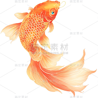 动物系列金色描边金鱼贴纸
