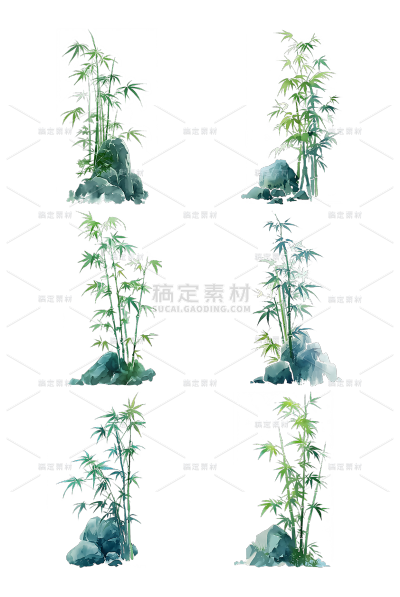 植物通用中国风插画竹子元素素材