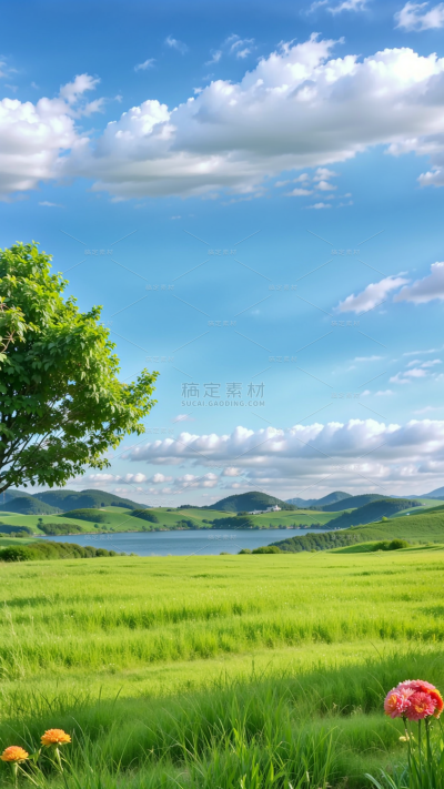 风光系列实景蓝天草地场景背景