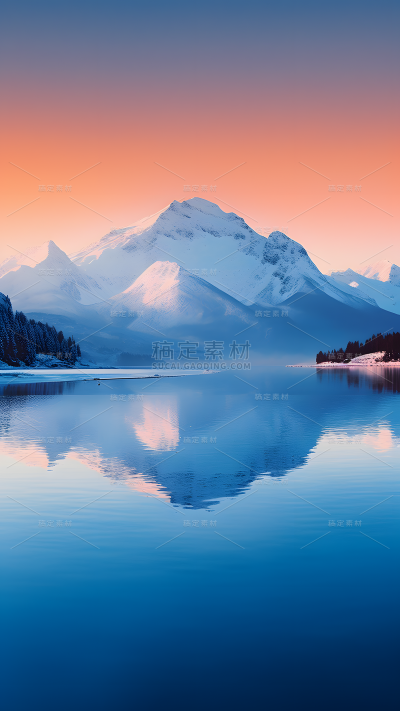 通用唯美自然山川湖水雪山风景背景