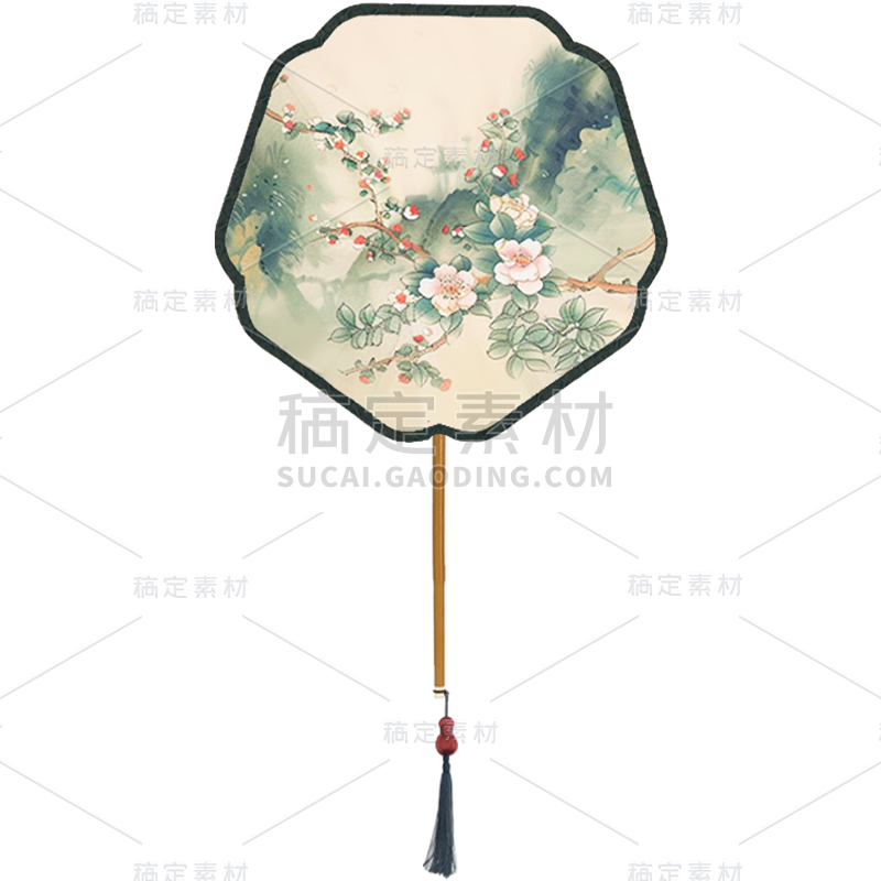 中国风通用实景团扇元素素材