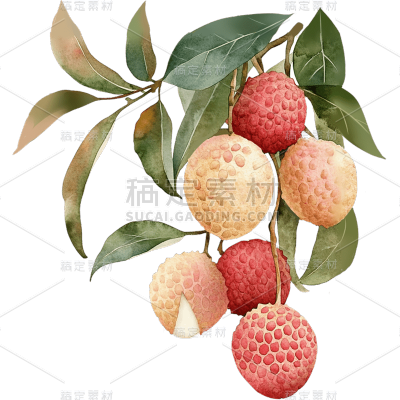 果蔬通用挂在枝头的荔枝贴纸 