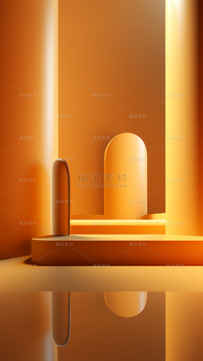 3D立体三维空间金色背景