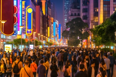 常规内容-背景系列写实城市街道人群背景图片