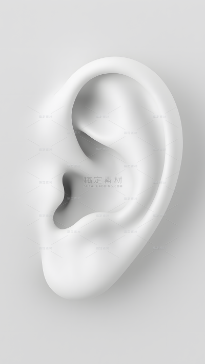 人体部位系列3D白色耳朵建模（td）