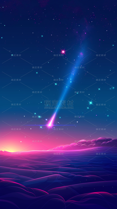 风光系列实景感插画动漫风流星场景通用背景素材