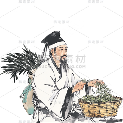 人物系列通用水墨古风人物中医单人