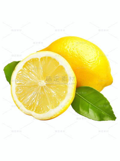 夏季果蔬系列黄色实景柠檬切面通用元素素材