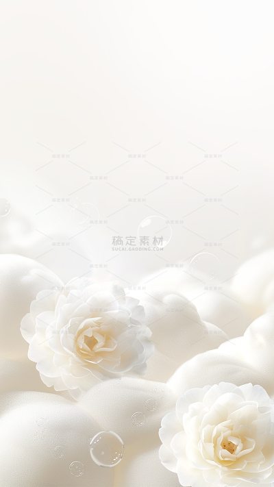 植物系列简约感山茶花泡沫背景