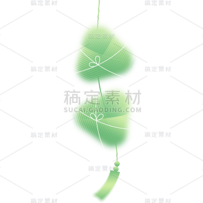 端午节通用绿色弥散插画挂粽子元素素材