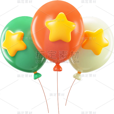 装饰系列彩色3D-多个气球组合通用元素素材
