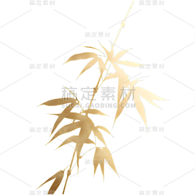 植物通用插画烫金竹子元素素材