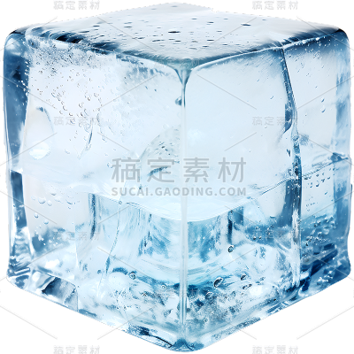 通用3D冰块固体蓝色立方体元素贴纸